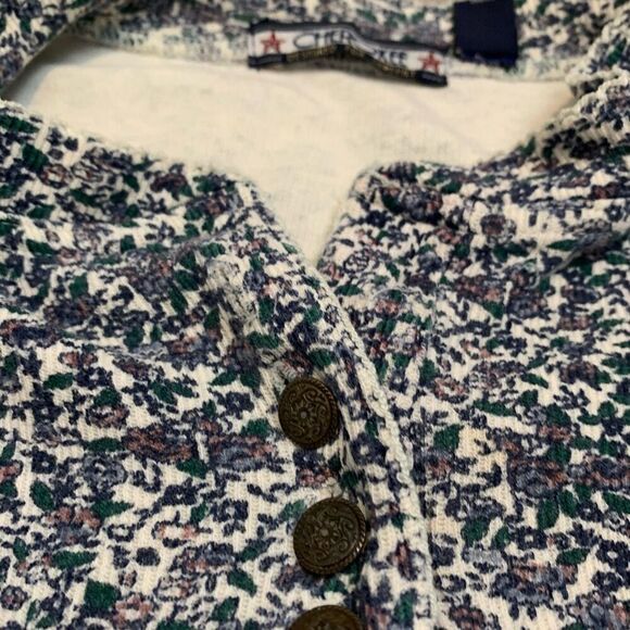 Vintage Cherokee Ditsy Floral Thermal Henley Top Shirt S Oversized - Picture 7 of 8